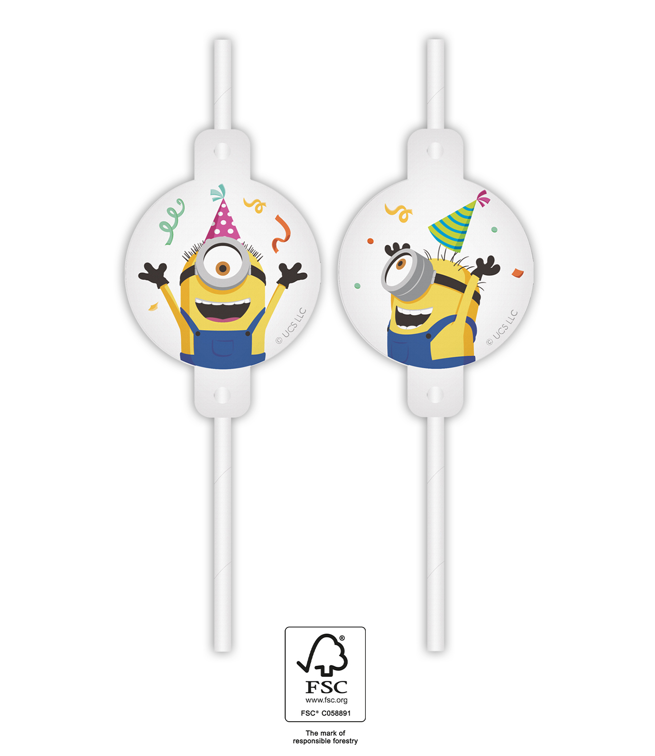 Minions Paper Drinking Straws 22 cm. FSC| PROCOS